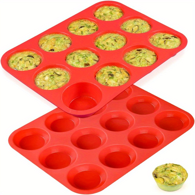 1pc 12 cups silicone muffin pan 12 8x9 6 nonstick bpa free cupcake pan regular size silicone mold baking tools kitchen gadgets kitchen accessories details 0