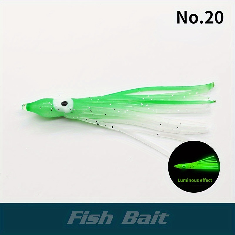 5pcs Saltwater Fishing Lure Squid Octopus Skirts Lures Tackle Glow Luminous Bait, As Shown