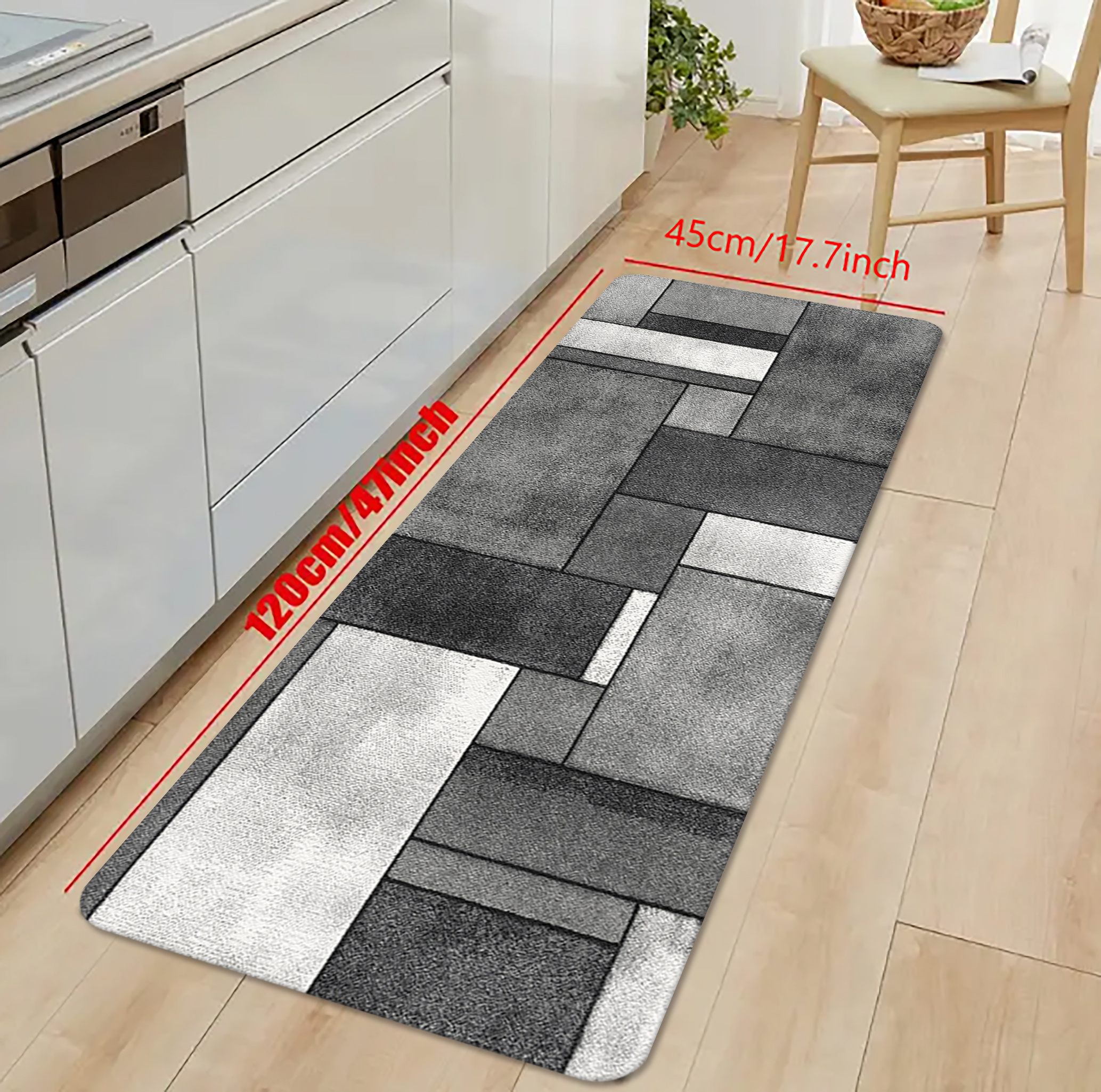 1pc geometric print kitchen mat non slip oil proof floor mat waterproof runner rug dirt resistant floor mat machine washable entrance doormat   room laundry bathroom sink water absorbing floor mat details 4