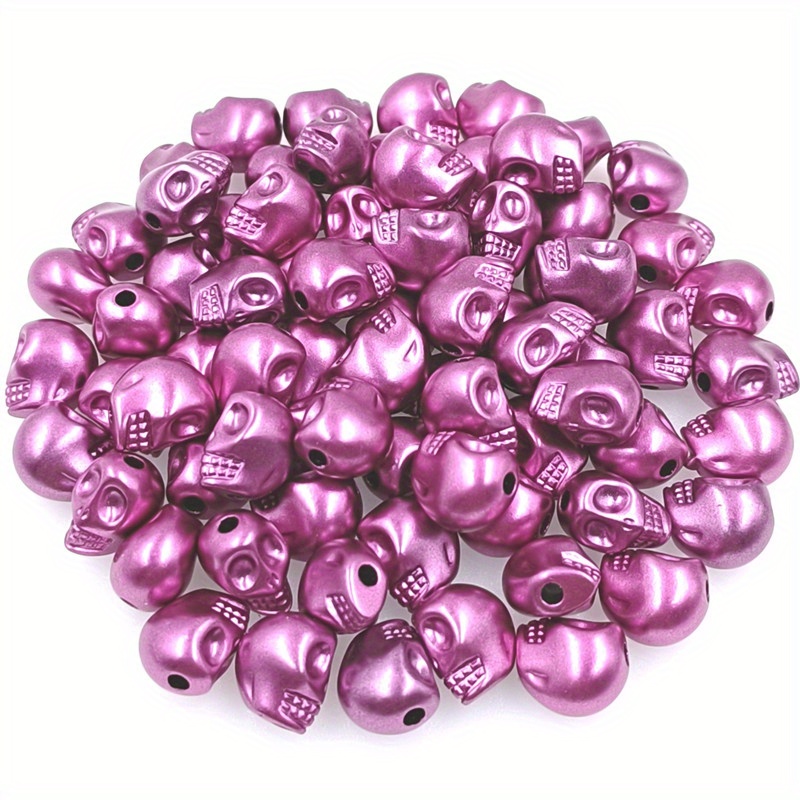 Colorful Acrylic Skull Head Beads Frosted Skeleton Bead - Temu