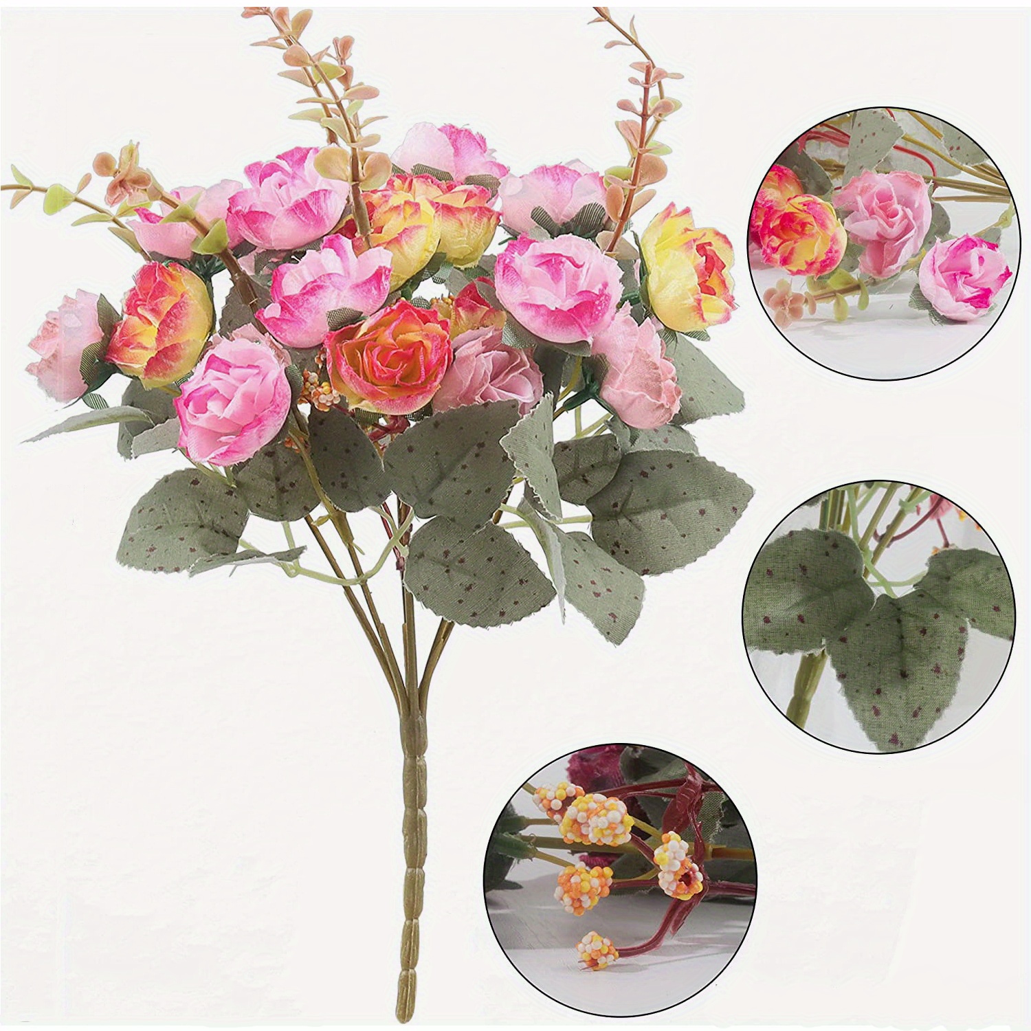 20pcs Small Artificial Flower Heads Mini Flower Arrangement Craft Flowers for Wedding Party Decoration, Size: 15x13x5CM