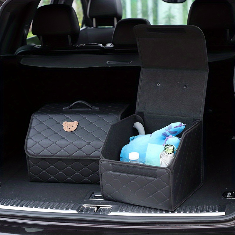 1pc Auto-Kofferraum-Aufbewahrungsbox, Künstliches Leder  Multifunktions-Organizer-Box, Haushalts-Falt-Sundries-Aufbewahrungsbox,  Auto-Innenbedarf