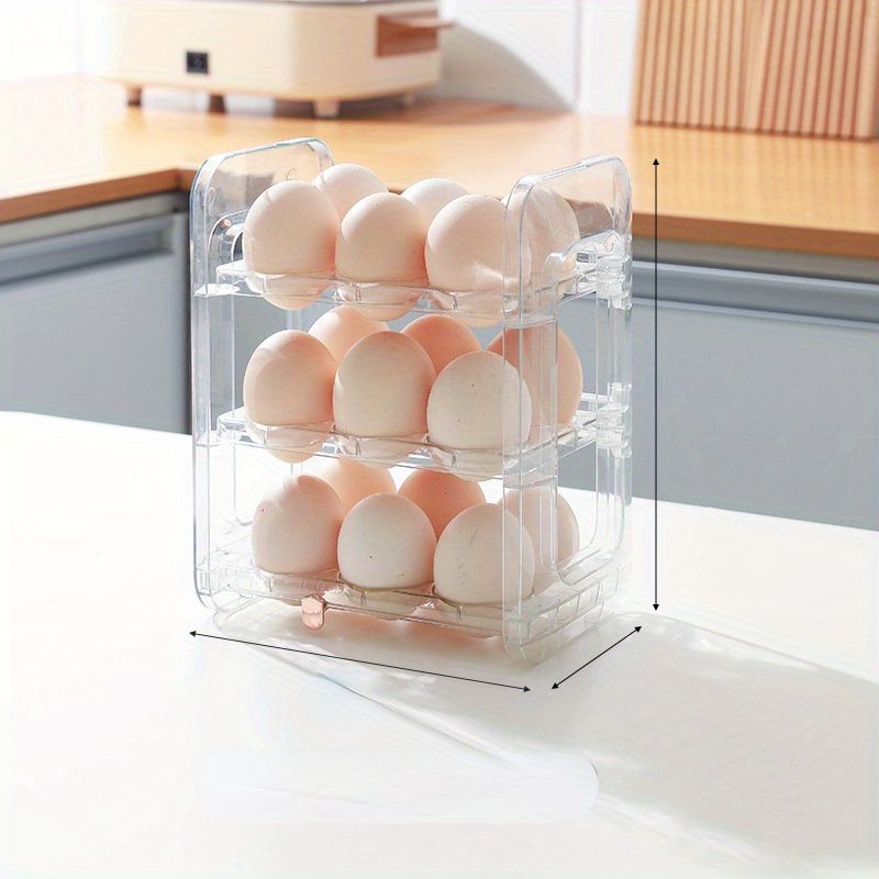 3 Tier Egg Container For Refrigerator Auto Flip Egg Organizer Egg Tray