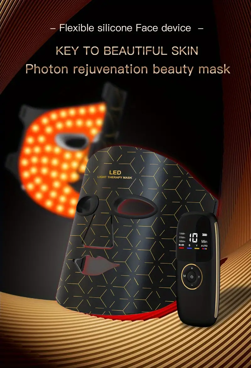 led face mask flexible silicone 4 colors lights photon beauty mask for reduce the look of aging smooth fine lines and wrinkles rejuvenation tightening skin care details 0