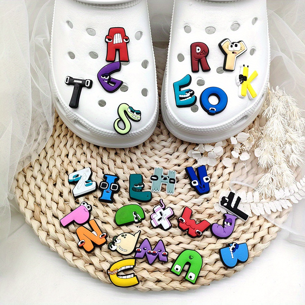 26pcs Alphabet Lore Croc Shoe Charms Decoration Cartoon Letter Char