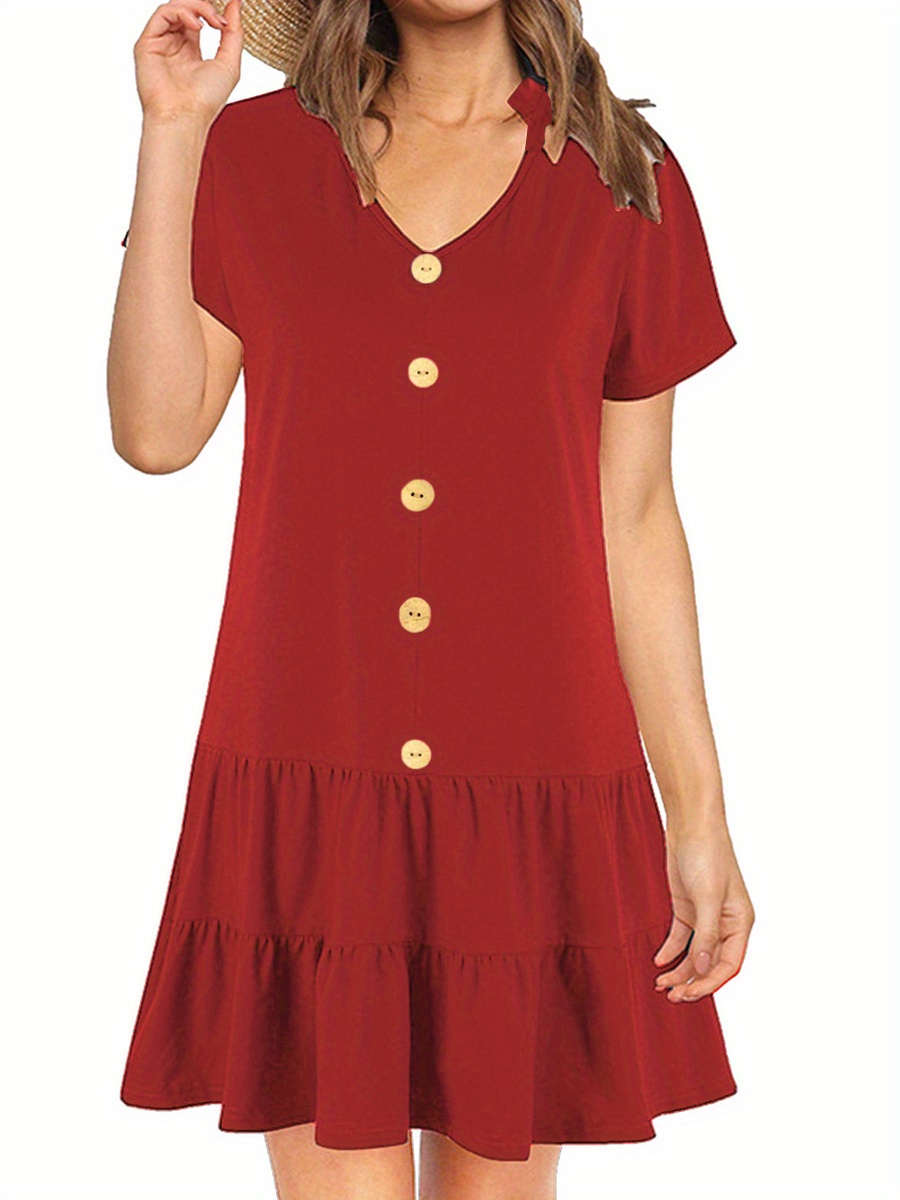 Solid Ruched Dress Casual V Neck Short Sleeve Mini Dress Temu 8960