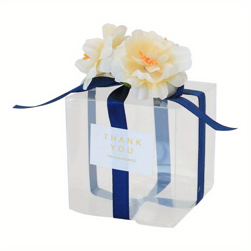 Clear Gift Box with Ribbon & Personalised Sticker – Simply Wedding Favours