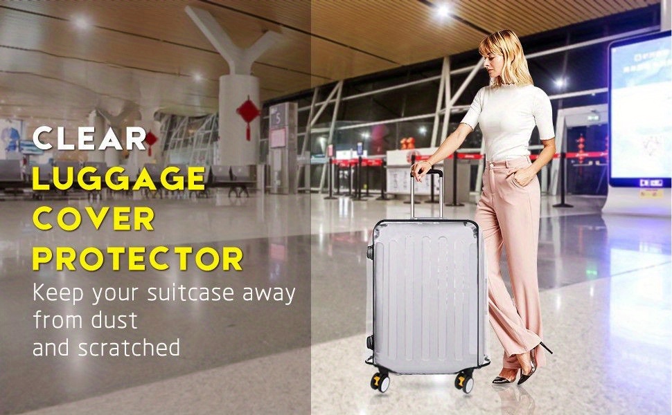 Jexine 4 protectores de PVC transparente para maleta, 4 tamaños, protector  de equipaje de viaje transparente, funda gruesa de equipaje de 18/20/24/28