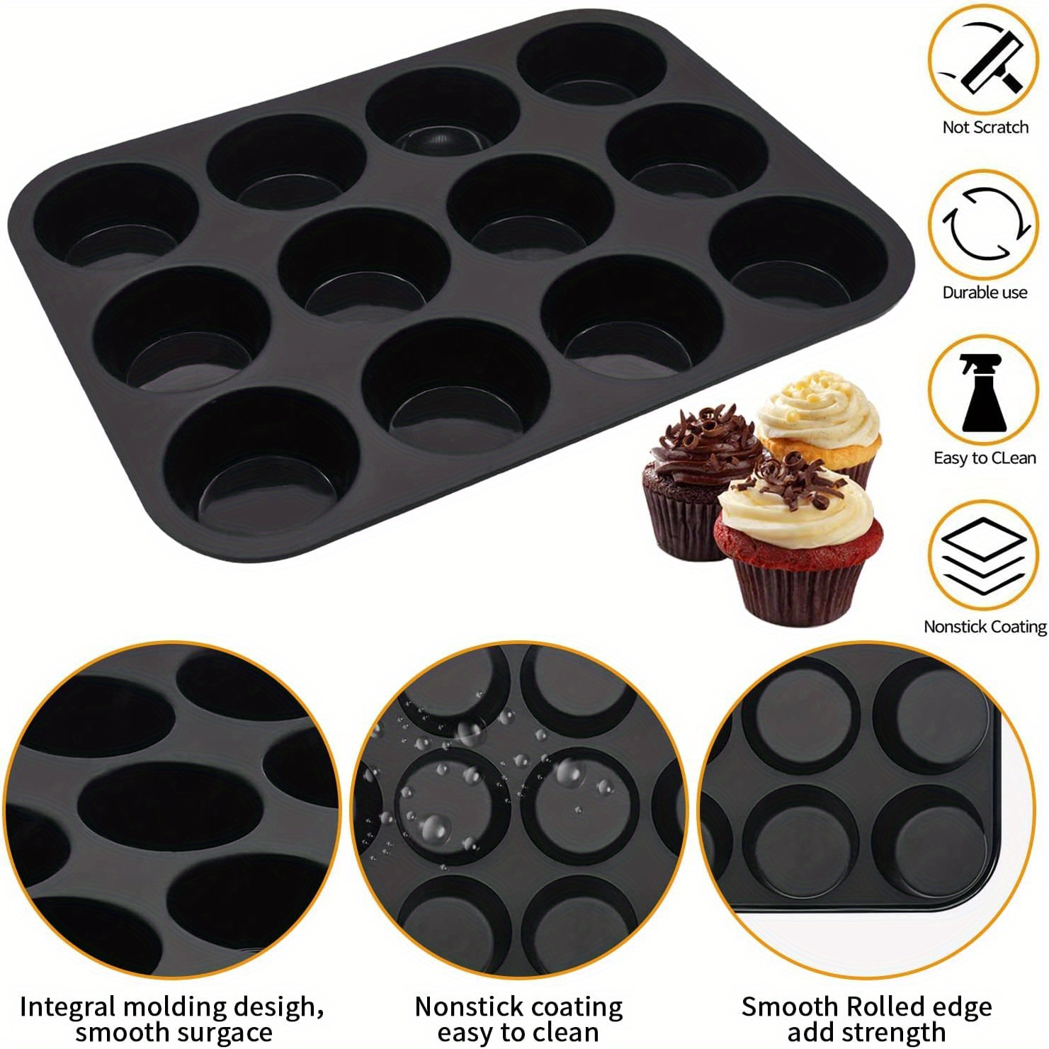 1pc 12 cups silicone muffin pan 12 8x9 6 nonstick bpa free cupcake pan regular size silicone mold baking tools kitchen gadgets kitchen accessories details 5