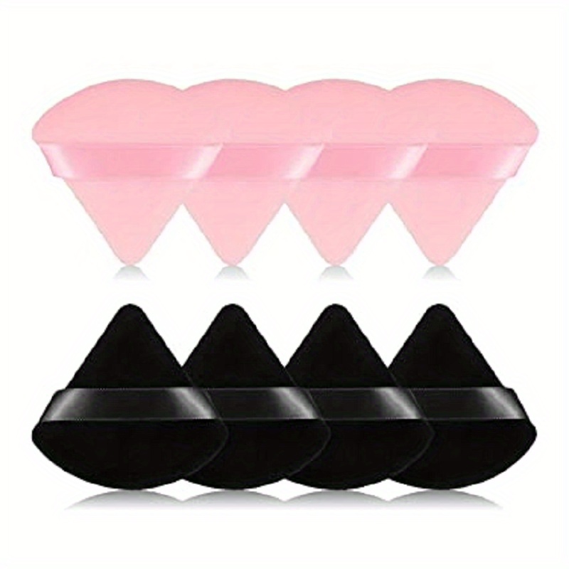 Esponja de polvo triangular, 3 piezas de terciopelo negro + 3 esponjas de  maquillaje de terciopelo blanco para base de cara, diseño triangular