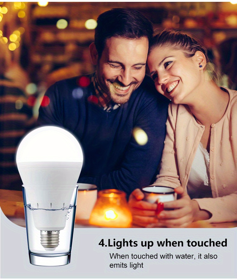 1 pc smart charge led bulb 7w 9w 12w 15w equivalent to 50w 100w daylight white 6000k with switch hook multifunctional battery backup emergency light for home emergency camping outdoor activities e26 base details 5