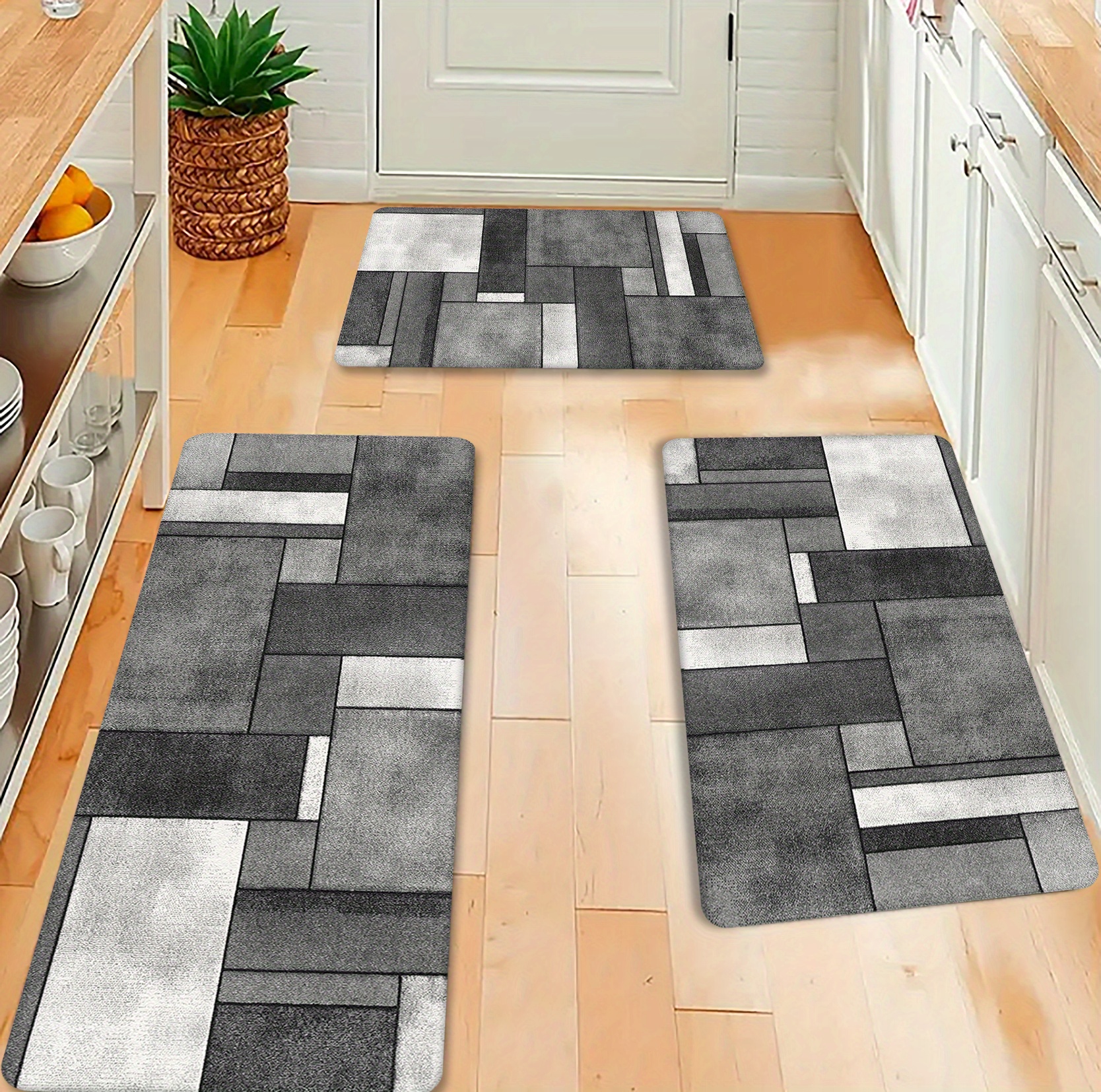 1pc geometric print kitchen mat non slip oil proof floor mat waterproof runner rug dirt resistant floor mat machine washable entrance doormat   room laundry bathroom sink water absorbing floor mat details 2