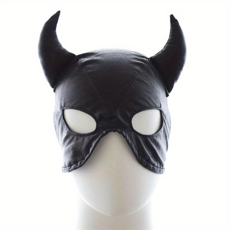 1 Piece Men's Sexy Horn Shaped Drawstring Adjustable Mask - Solid, Slightly Stretchy, Gay Pleasure Accessory for Men - Perfect for Role-Playing, Cosplay, and Intimate Moments