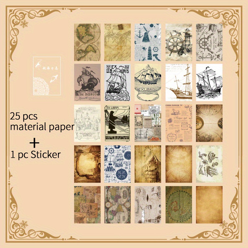 Material Paper+1 Pvc Sticker Retro Inviscid Material Paper - Temu