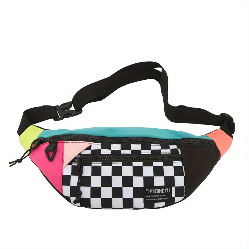 E-shop Stilvolle Unisex Bauchtasche - Große Kapazität Crossbody-Tasche mit Verstellbarem Gurt, Mehrfach-Fach-Design, Farbblock-Muster