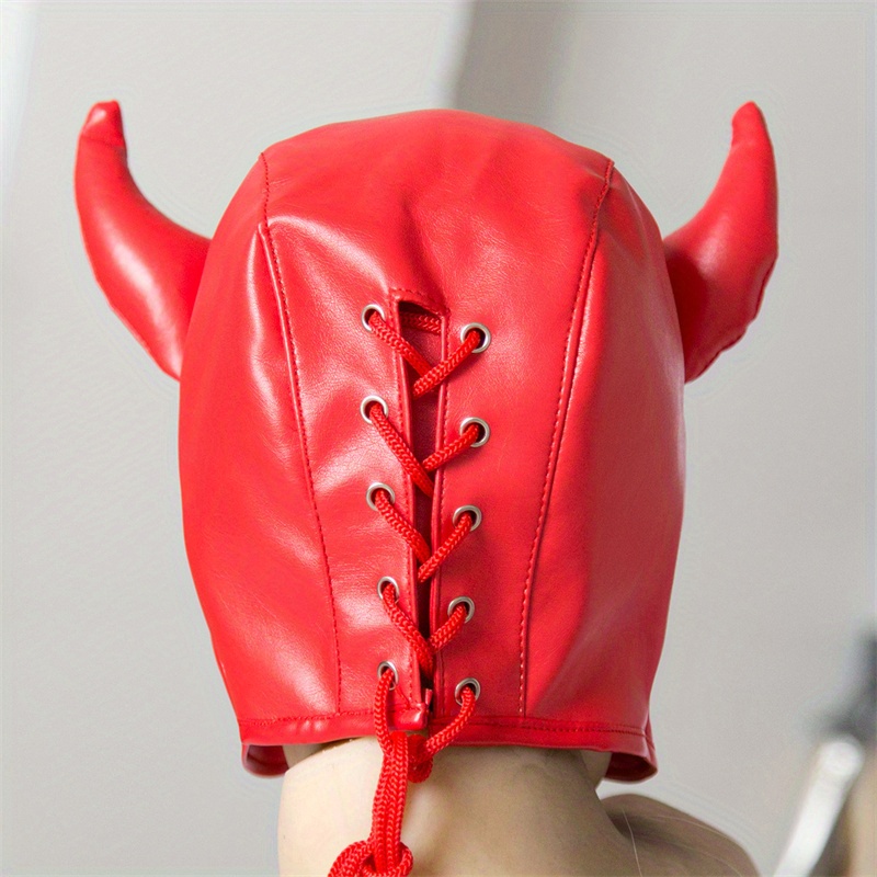 1 Piece Men's Sexy Horn Shaped Drawstring Adjustable Mask - Solid, Slightly Stretchy, Gay Pleasure Accessory for Men - Perfect for Role-Playing, Cosplay, and Intimate Moments