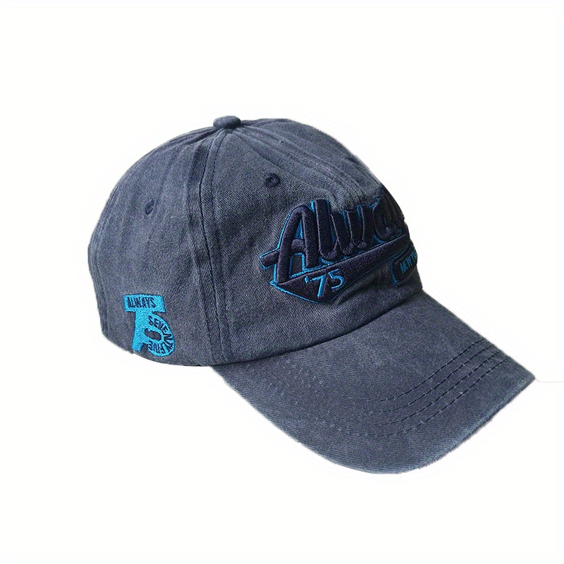 Always 75 Embroidery Baseball Cap Washed Distressed Adjustable Sun Hat Unisex
