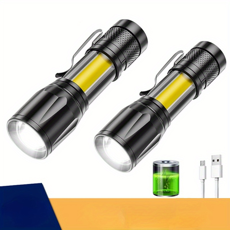 1/2/5pcs Linterna LED recargable de alta potencia, mini linterna zoom para  exteriores, lámpara fuerte para acampar, luz táctica LED impermeable XP-GQ5