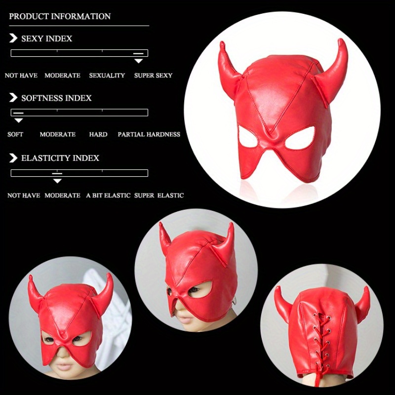 1 Piece Men's Sexy Horn Shaped Drawstring Adjustable Mask - Solid, Slightly Stretchy, Gay Pleasure Accessory for Men - Perfect for Role-Playing, Cosplay, and Intimate Moments