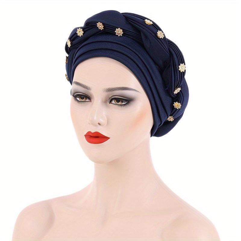 Durag Feminina Azul Escuro Com Flores