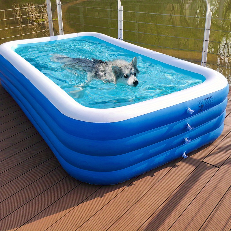 IMMCUTE Piscina plegable para perros, piscina infantil de 63 x 12 pulgadas,  piscinas para perros grandes, piscina grande de plástico duradera