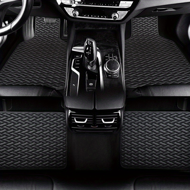 4x Black PU Leather Car SUV Floor Mats Front Rear Foot Pad for BMW 3 5 7  Series 