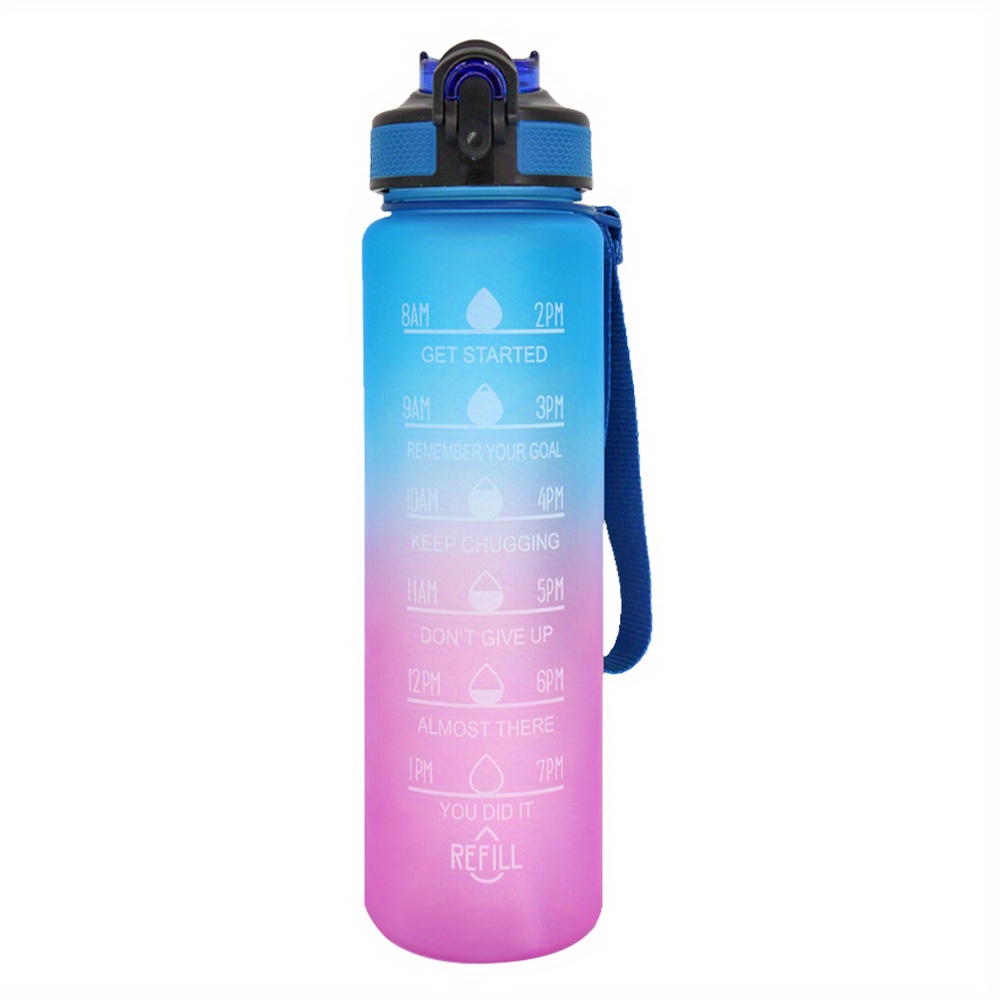 Leakproof Gradient Color Water Bottle With Time Mark And - Temu