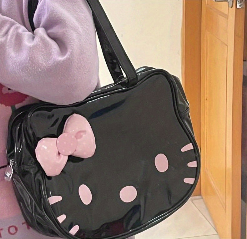 Hello Kitty Shoulder Bag Pu Leather Women's Handbag With Bow Cute Cartoon  Versatile Tote Bag Y2k Korean Luxury Design Bag - Temu