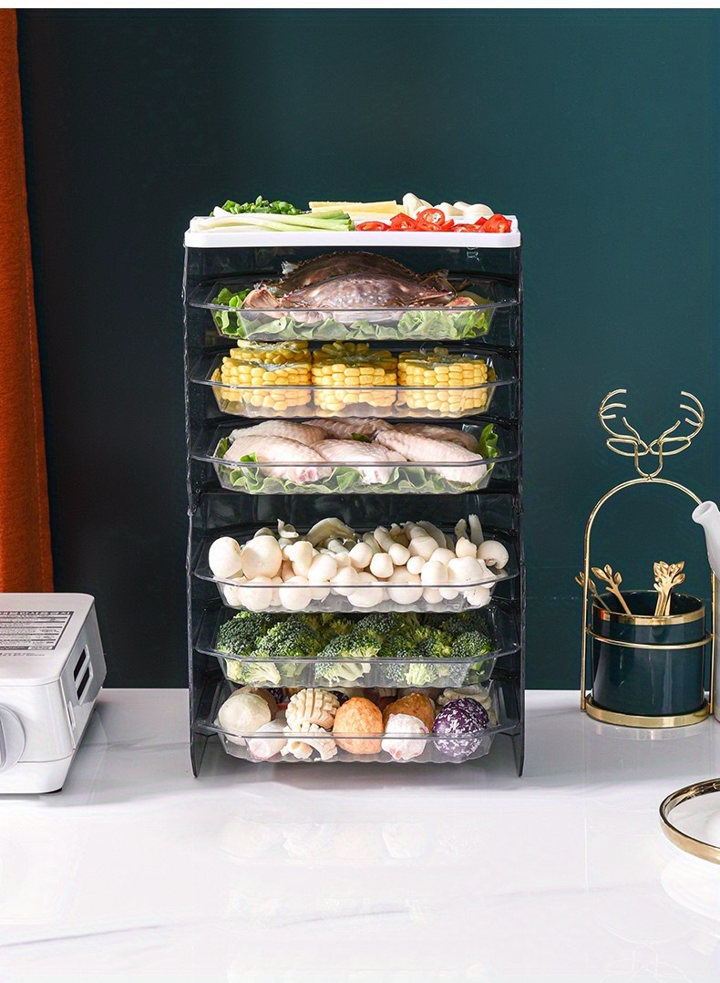 3-tier Stackable Vegetable Rack And Food Prep Tray For Kitchen