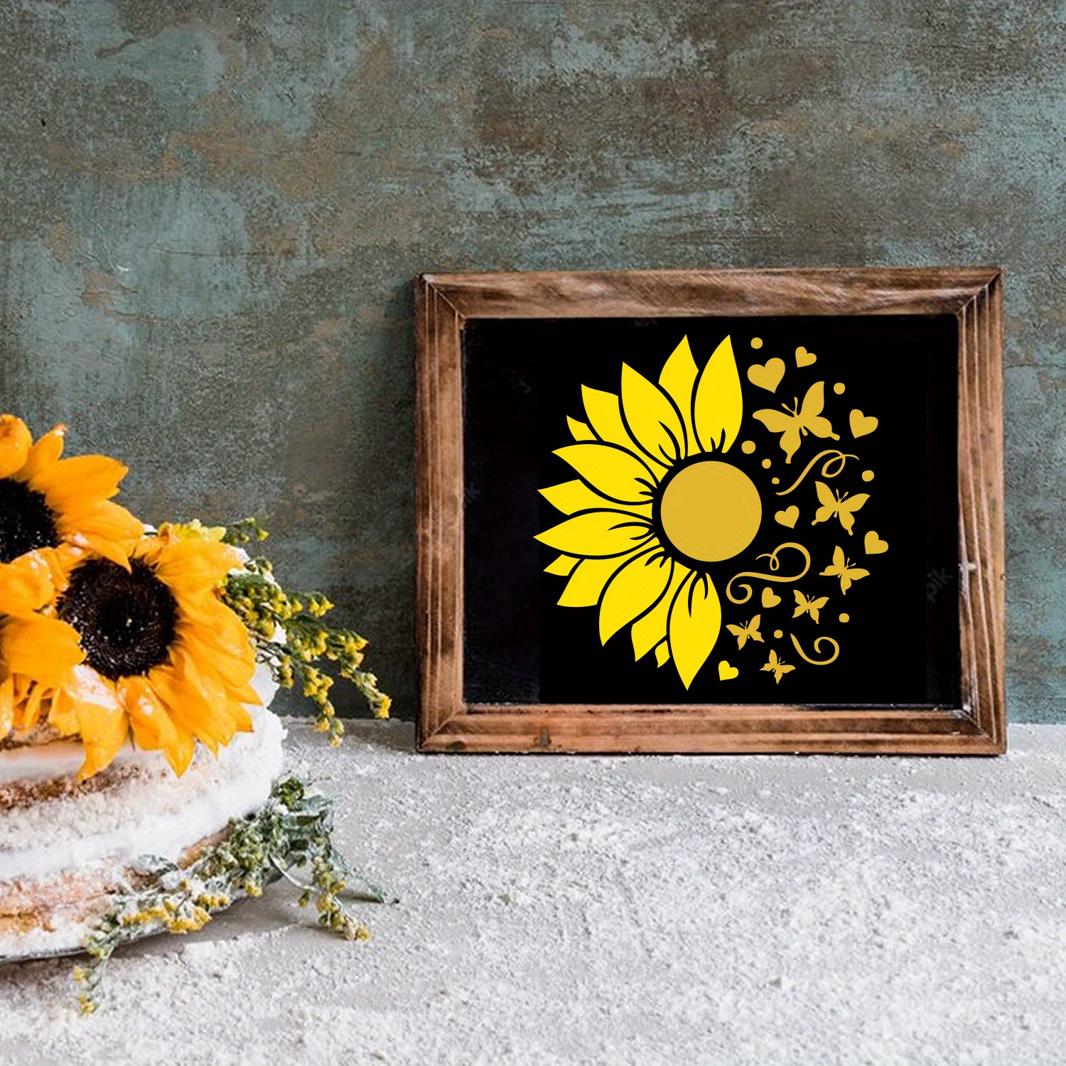 Sunflower Butterfly Painting Stencils Reusable Pet Laser - Temu Australia