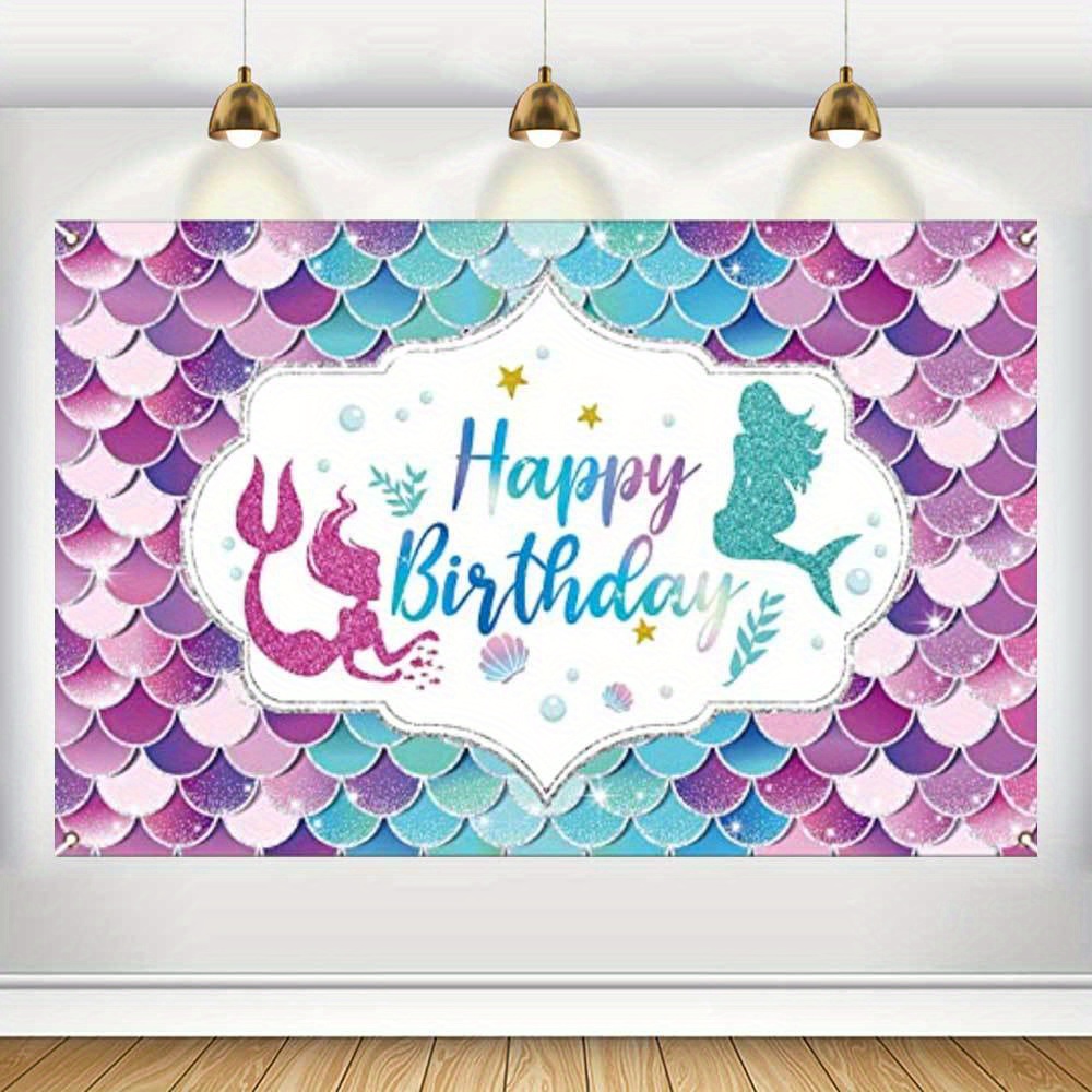 Mermaid Birthday Party Decorations Under The Sea Birthday Party for Girl  Princess Large Mermaid Themed Birthday backgroud Backdrop for Indoor  Outdoor