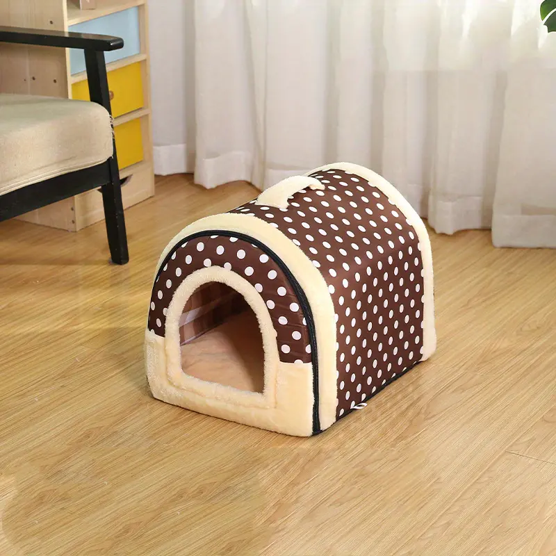 four seasons universal creative cat house plush warm dog nest dog bed soft removable dog house nest details 2