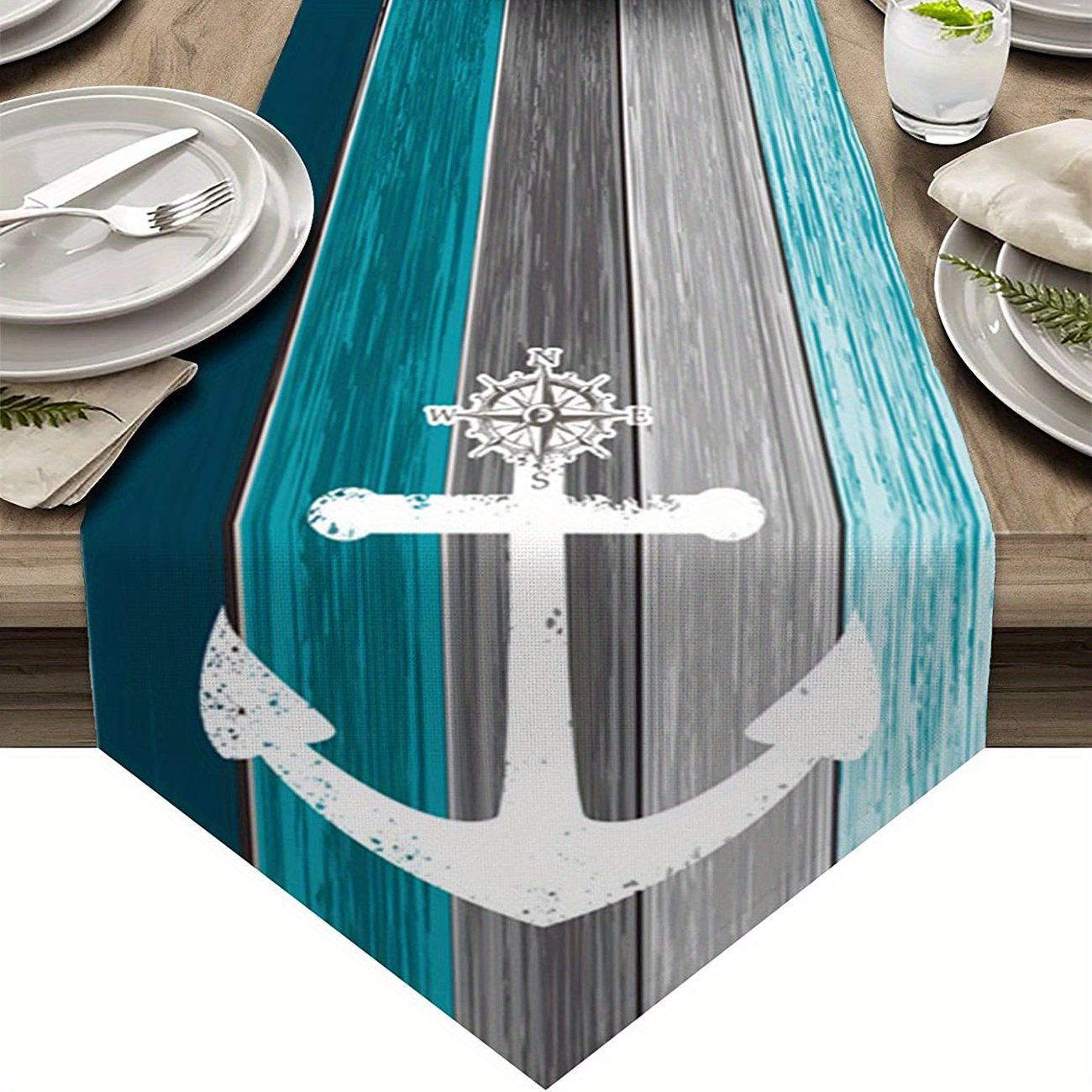 Ocean Style Linen Table Runner Summer Seashore Decor