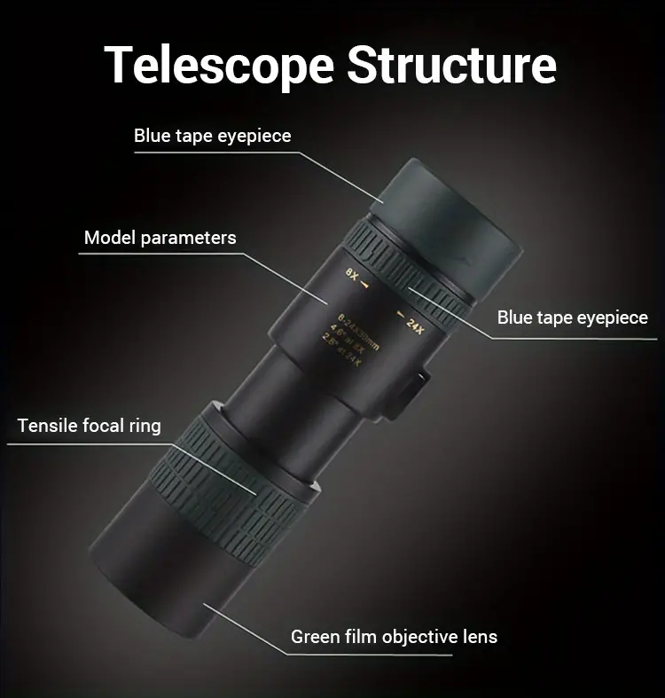8 24x30 monocular telescope handheld monocular binoculars for birds watching hunting camping wildlife hunting details 7