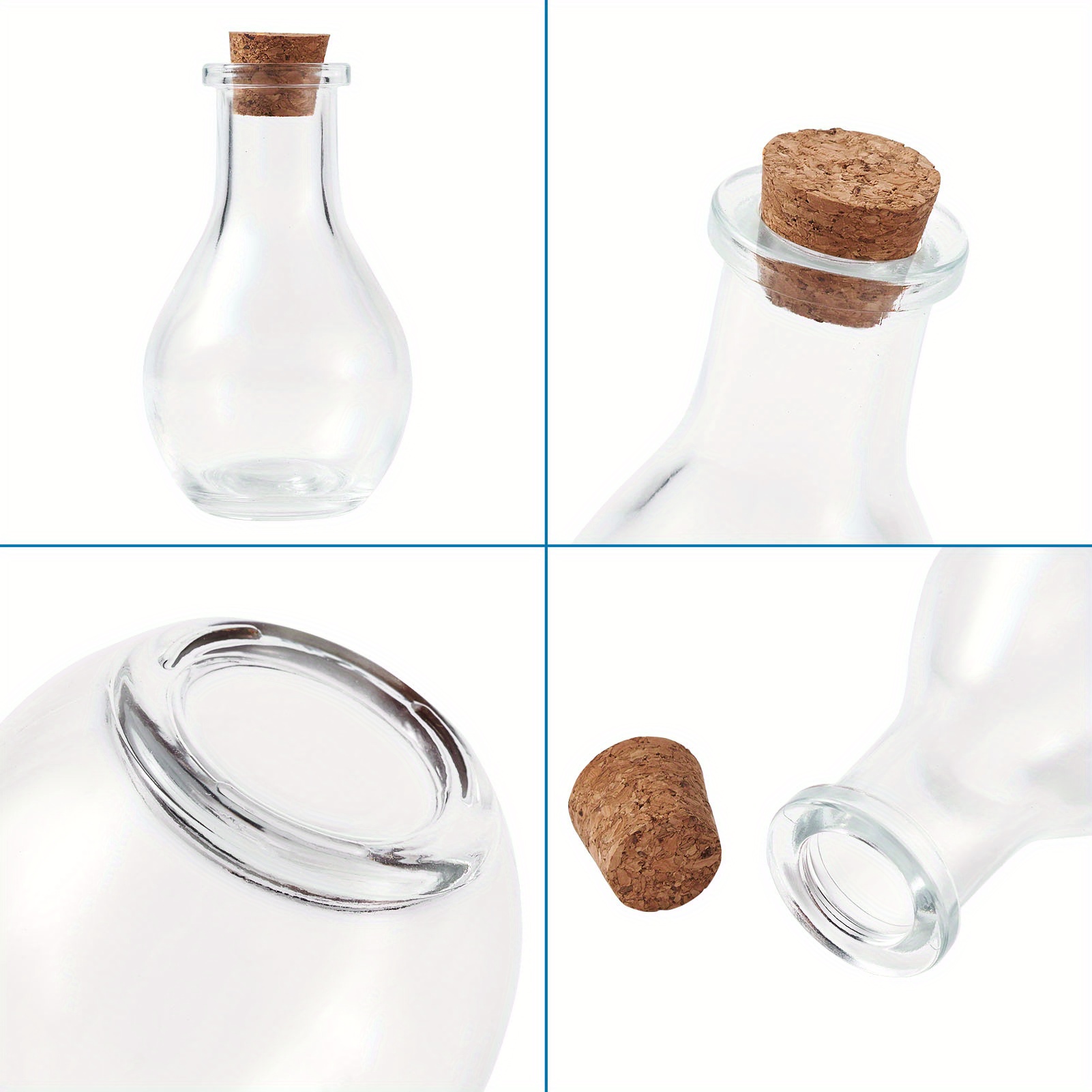 コルク付きビーズコンテナ用透明ガラス瓶2個、クラフトストレージボトル Temu Japan