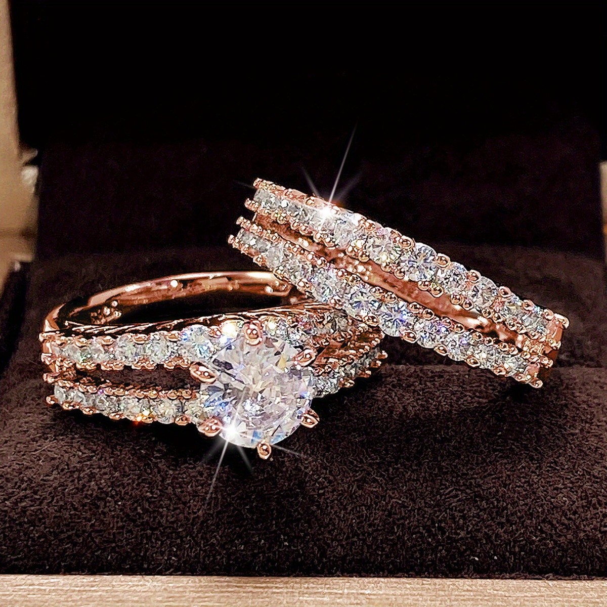 Bridal Wedding Rings 18k Plated 6 Prong Setting Zircon Rings - Temu Canada