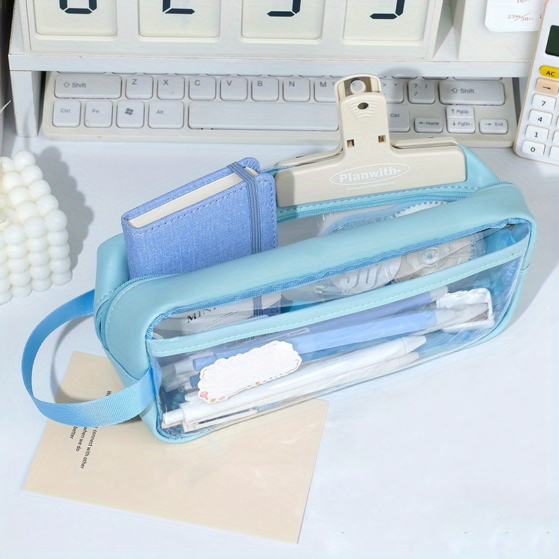 Billuyoard Estuche transparente para lápices, bolsa de malla para  bolígrafos, bolsa contenedora de papelería cosmética, bolsa portátil para  Type2 NO2