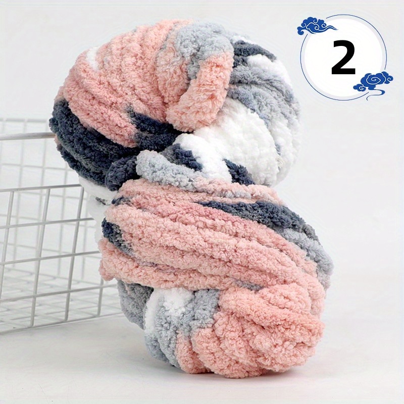 Super Bulky Chunky Blanket Chenille Yarn for Arm Knitting, Soft Extreme Big  Polyester Easy Care Weaving Yarn Luxury Thick Yarns,Pink