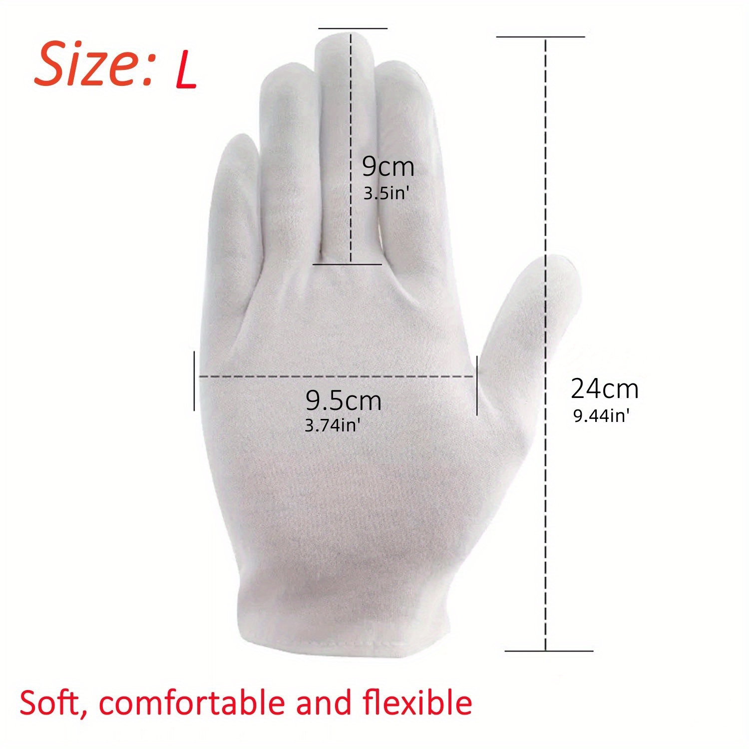 anezus 12 pares de guantes de algodón para manos secas, guantes de algodón  blanco, guantes de