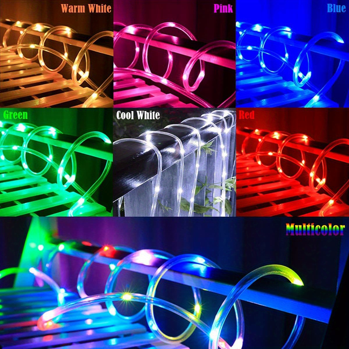 1 pack solar rope string light 39 4ft 100l 8 modes waterproof outdoor led copper wire lights for garden decor lamp wedding party tree xmas halloween holiday decoration lighting warm white multicolor details 6