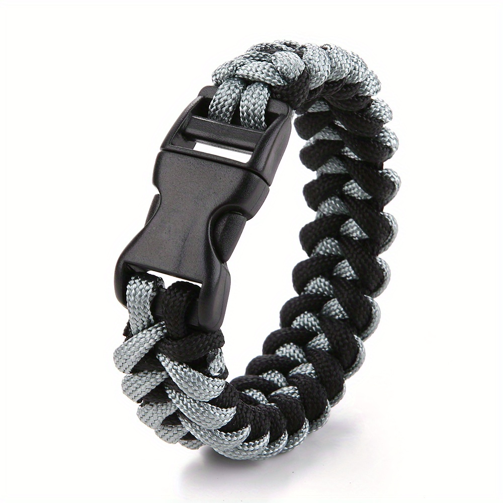 1Pcs Fish Bone Design Handmade Outdoor Camping Survival Paracord Rope Bracelet for Men Women,Temu