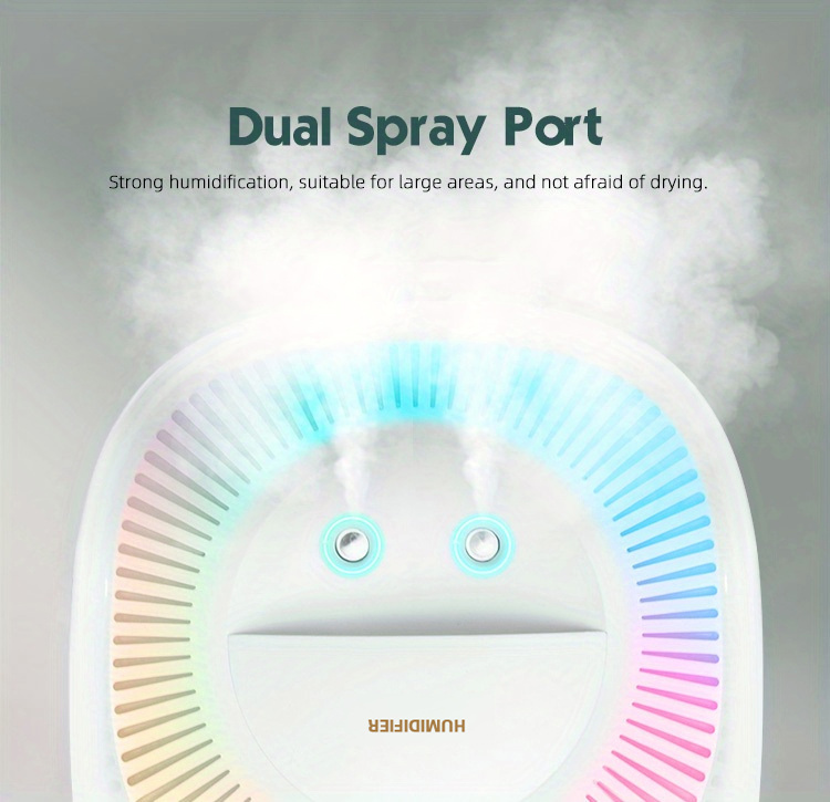 1pc 3300ml colorful atmosphere light humidifier large capacity cool mist dual spray port usb personal desktop for bedroom travel office home details 5