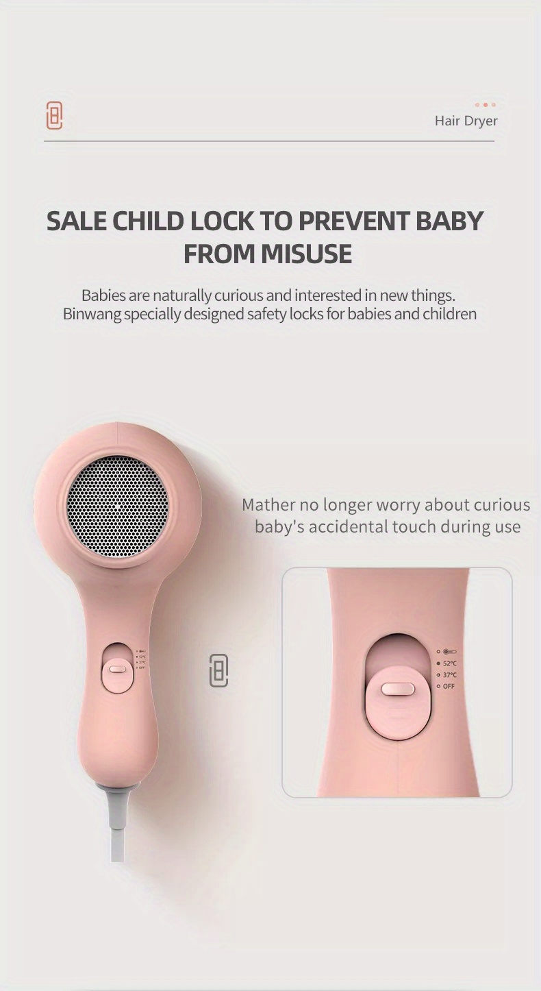 new design gentle low heat baby hair dryer for infant low noise mini hair dryer for toddler gift for childrens birthday details 5