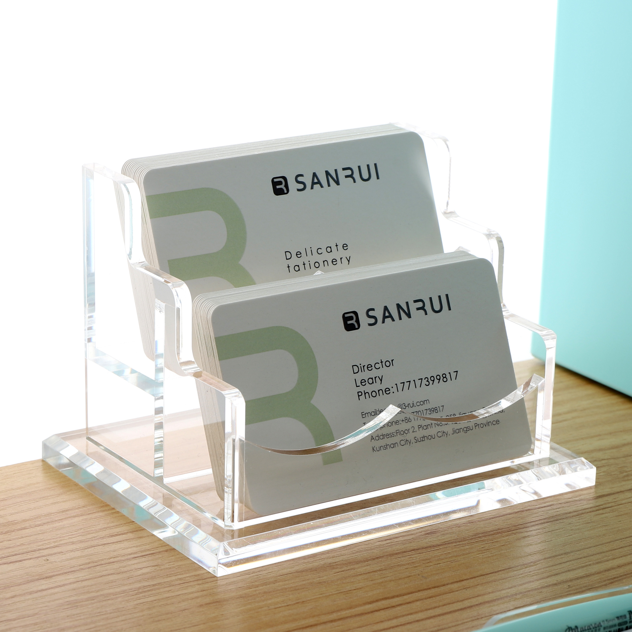 Business Card Holder Desk 2 Tier 2 Slots Clear Acrylic Temu