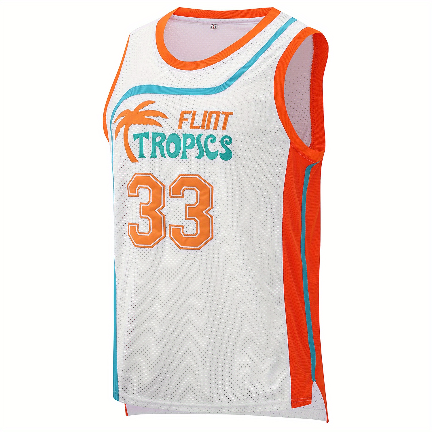 Temu Men's Flint Tropics #33 Basketball Jersey, Mens Vintage Embroidery Breathable Round Neck Sleeveless Uniform Basketball Shirt for Training