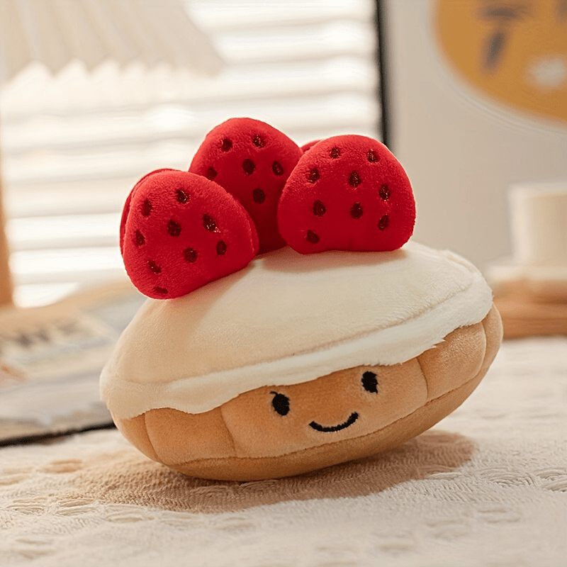 1pc Strawberry Cake Emotional Support Plush Stuffed Toy, Mini Version Cake  Children's Pretend Play Simulation Strawberry Cake
