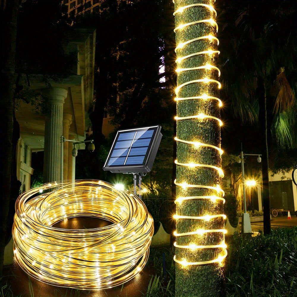 1 pack solar rope string light 39 4ft 100l 8 modes waterproof outdoor led copper wire lights for garden decor lamp wedding party tree xmas halloween holiday decoration lighting warm white multicolor details 0