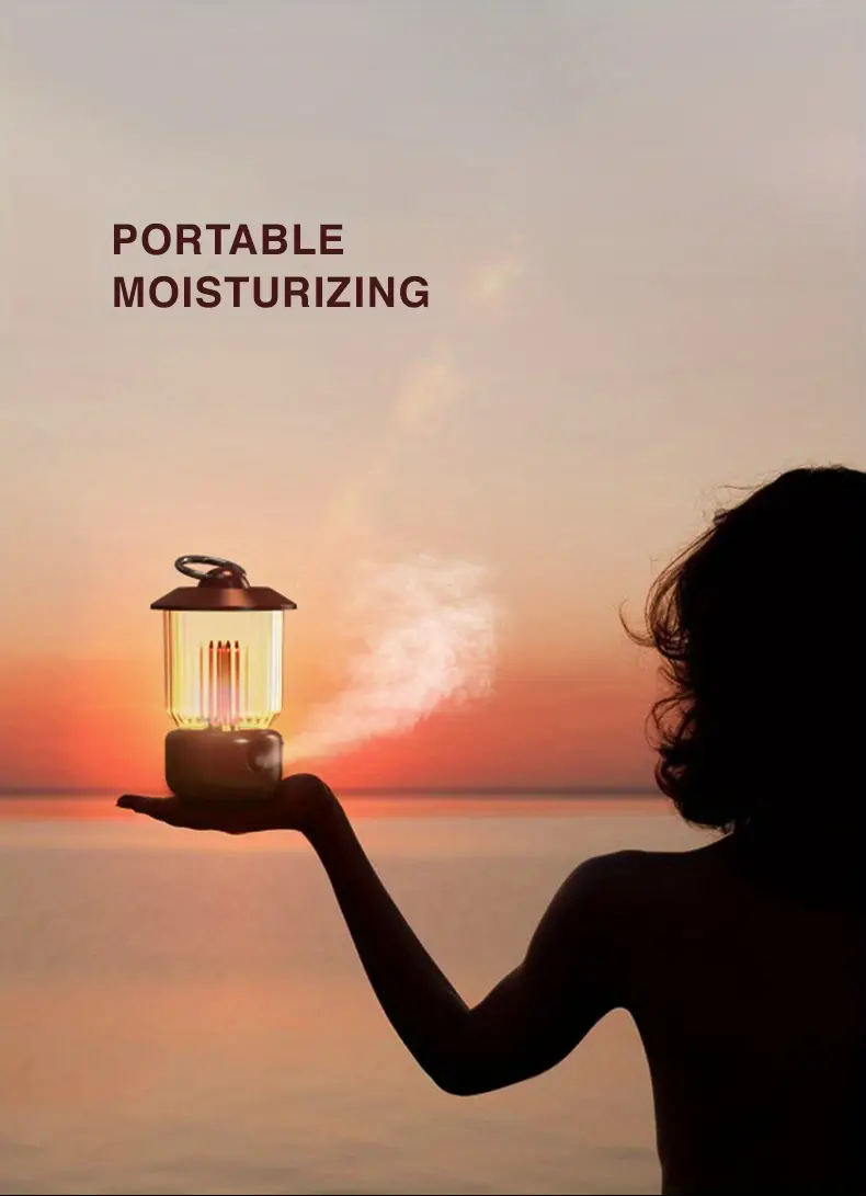 1pc lighthouse mini style spray air humidifier 260ml water tank 2000mah silent ultrasonic humidifier portable moisturizer easy to carry and hang suitable for travel bedroom study office details 2