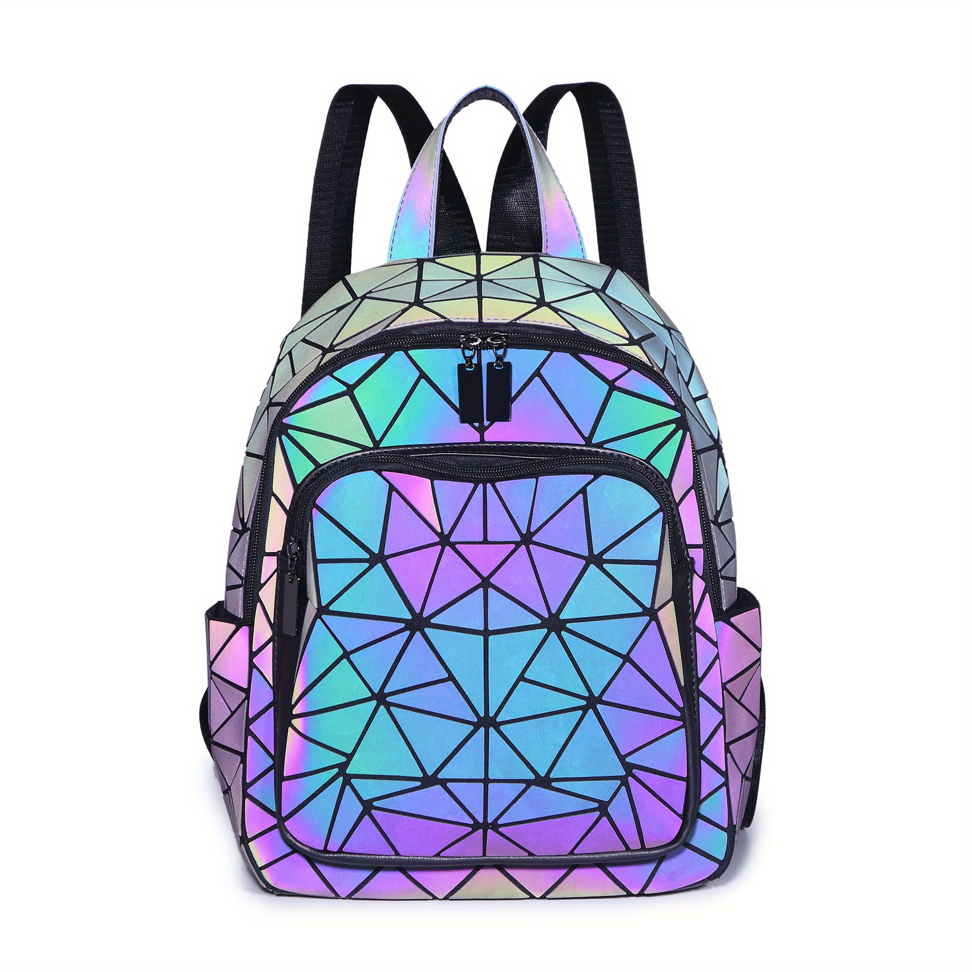 Geometric luminous crossbody bag glow-in-the-dark handbag Holographic  reflective backpack purse clutch bag
