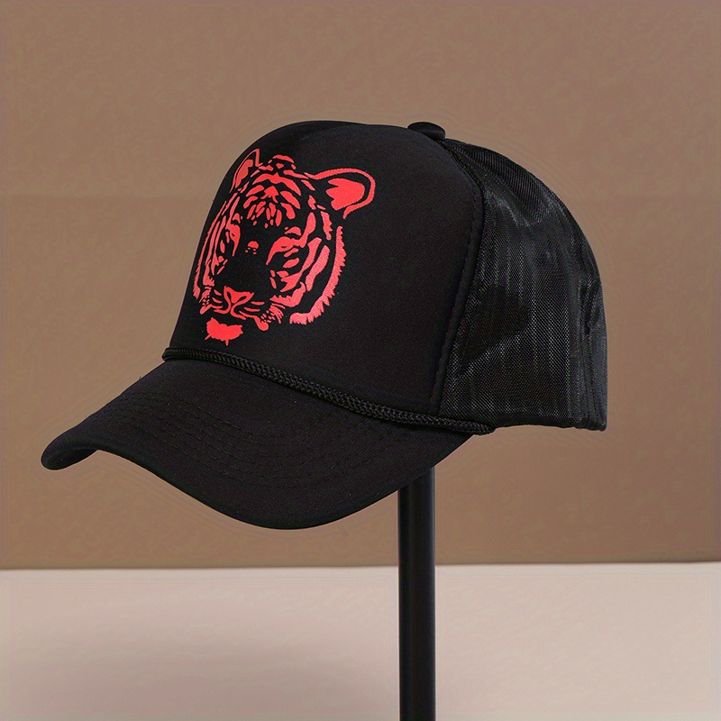Tiger Print Baseball Cap Trucker Mesh Hat